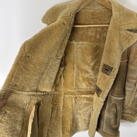 Vintage Leather Attic Shearling Coat 34 Made in Canada Raw Suede Sherpa Lined - Picture 9 of 10